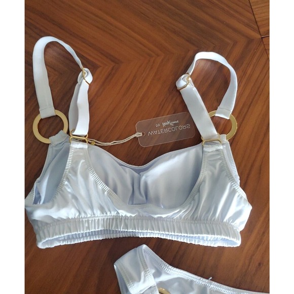 NWT Kenny Flowers The Santorini Gold Ring White Sporty Bikini Top Women xs/Sm/M - Picture 8 of 9